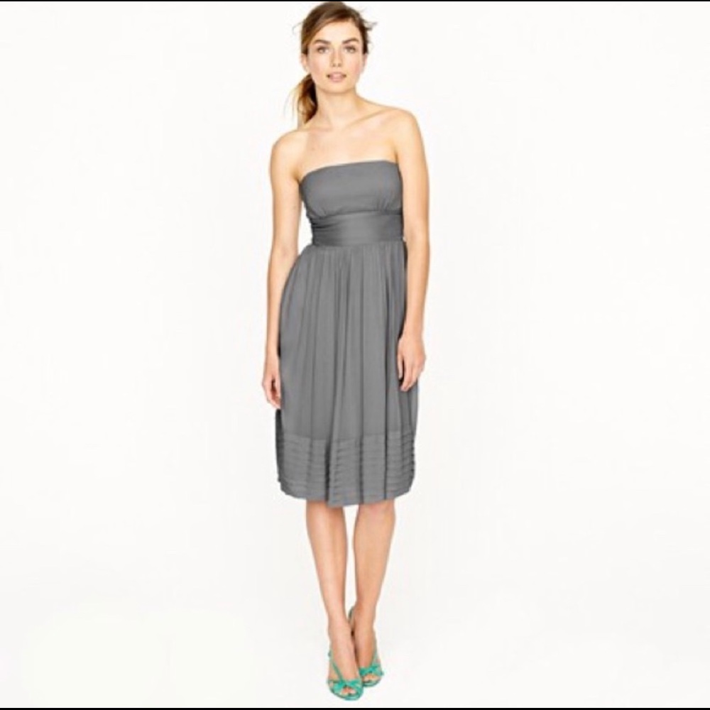 J. Crew gray strapless Juliet chiffon dress